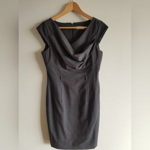 Charcoal Grey Calvin Klein Fitted Midi Dress - size 6